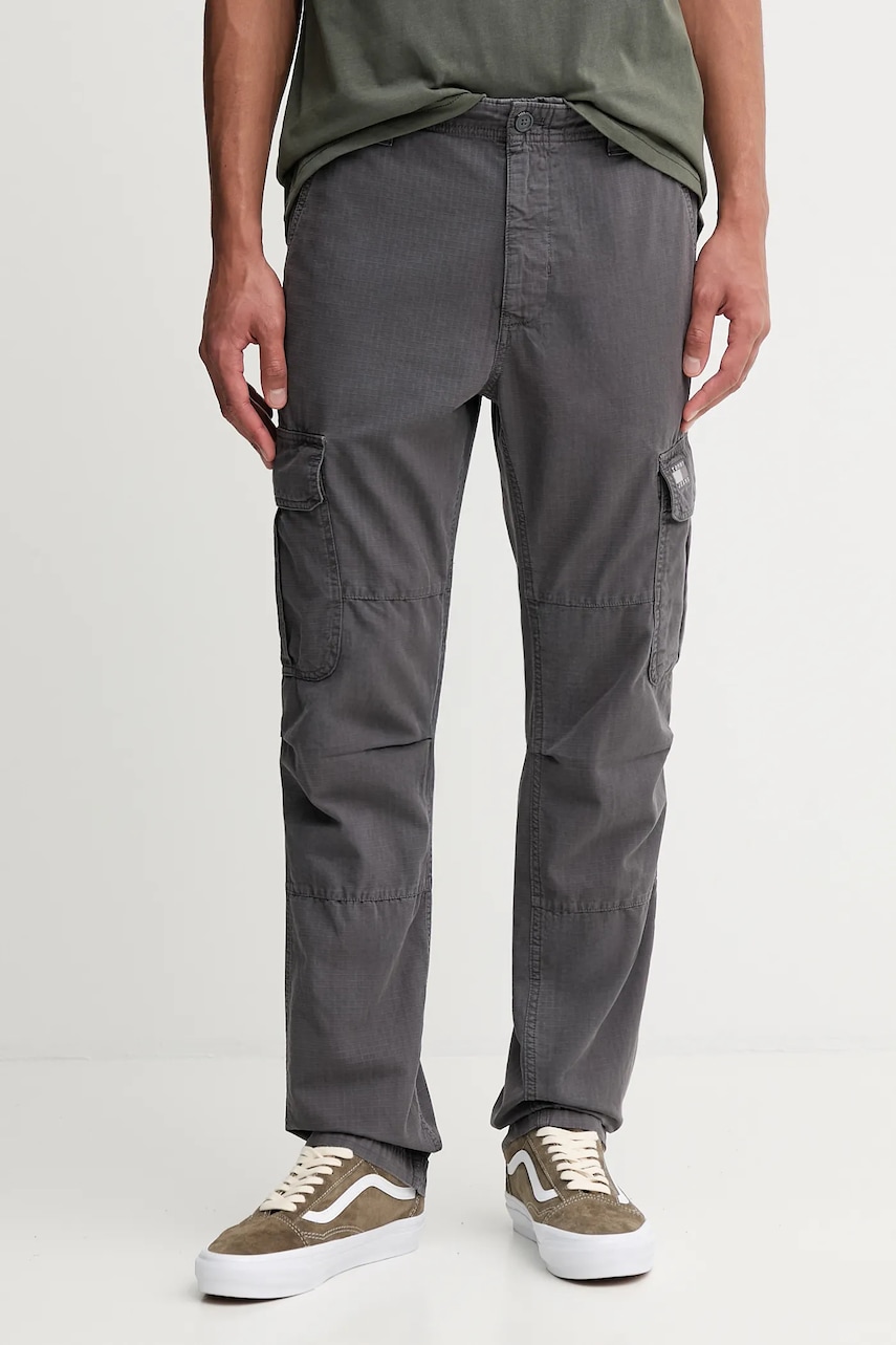 Bavlněné kalhoty Tommy Jeans šedá barva, DM0DM21998