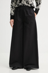 Bavlněné kalhoty United Colors of Benetton dámské, černá barva, široké, high waist, 4PAXDF0A4