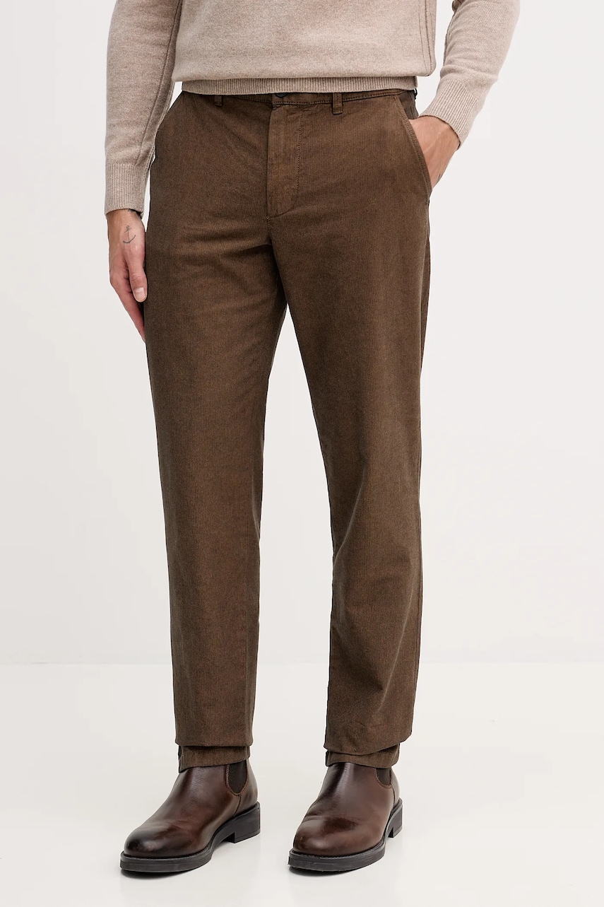 Bavlněné kalhoty United Colors of Benetton pánské, hnědá barva, ve střihu chinos, 49L6UF05Z