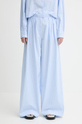 Bavlněné kalhoty Won Hundred dámské, modrá barva, široké, high waist, 3490-14268