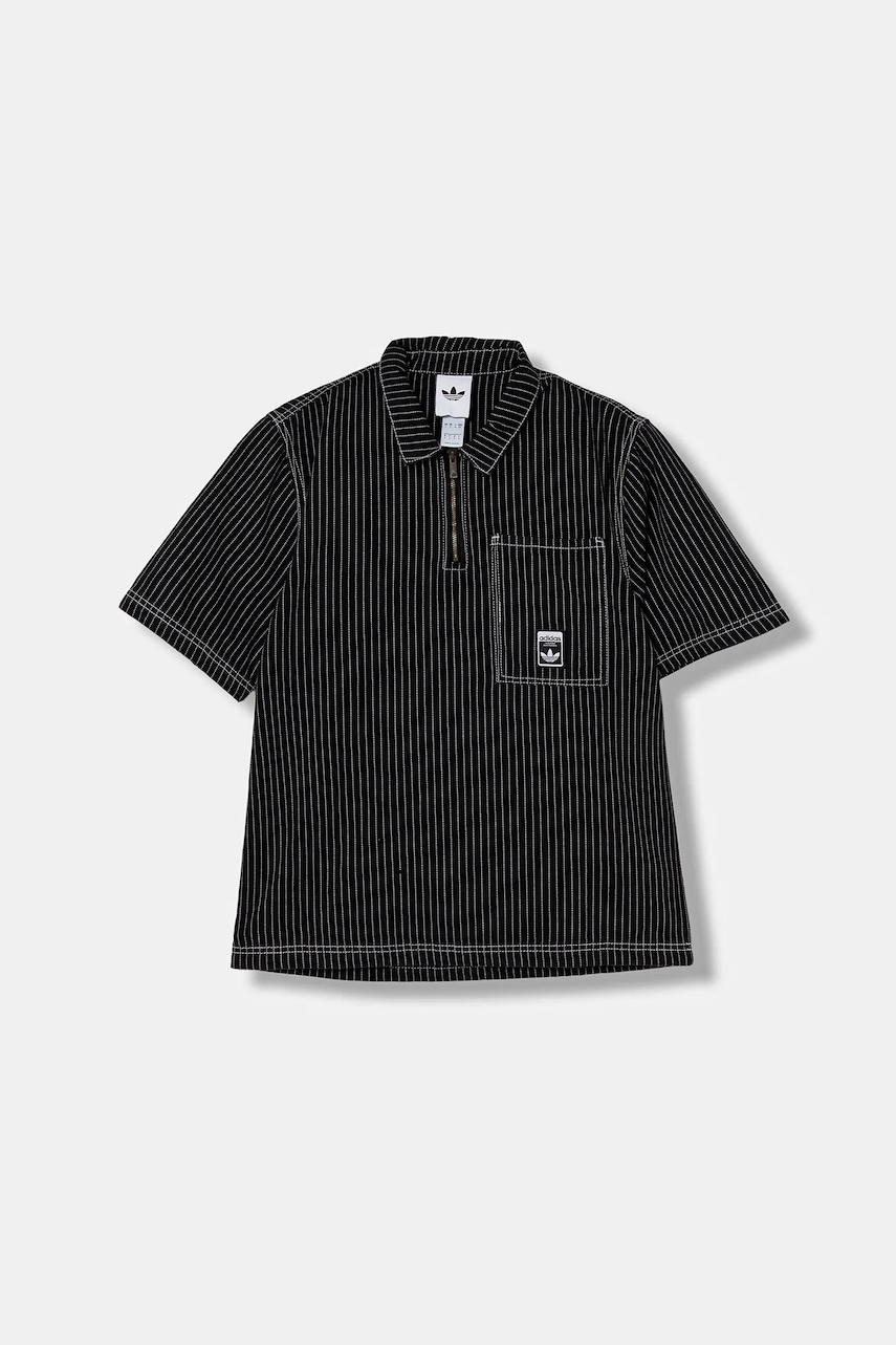 Bavlněné polo tričko adidas Originals Graphic Lo Sh pánské, černá barva, JW0171