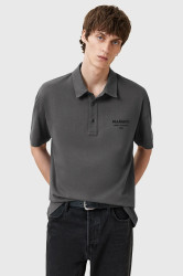 Bavlněné polo tričko AllSaints XANDER pánské, šedá barva, M071PC