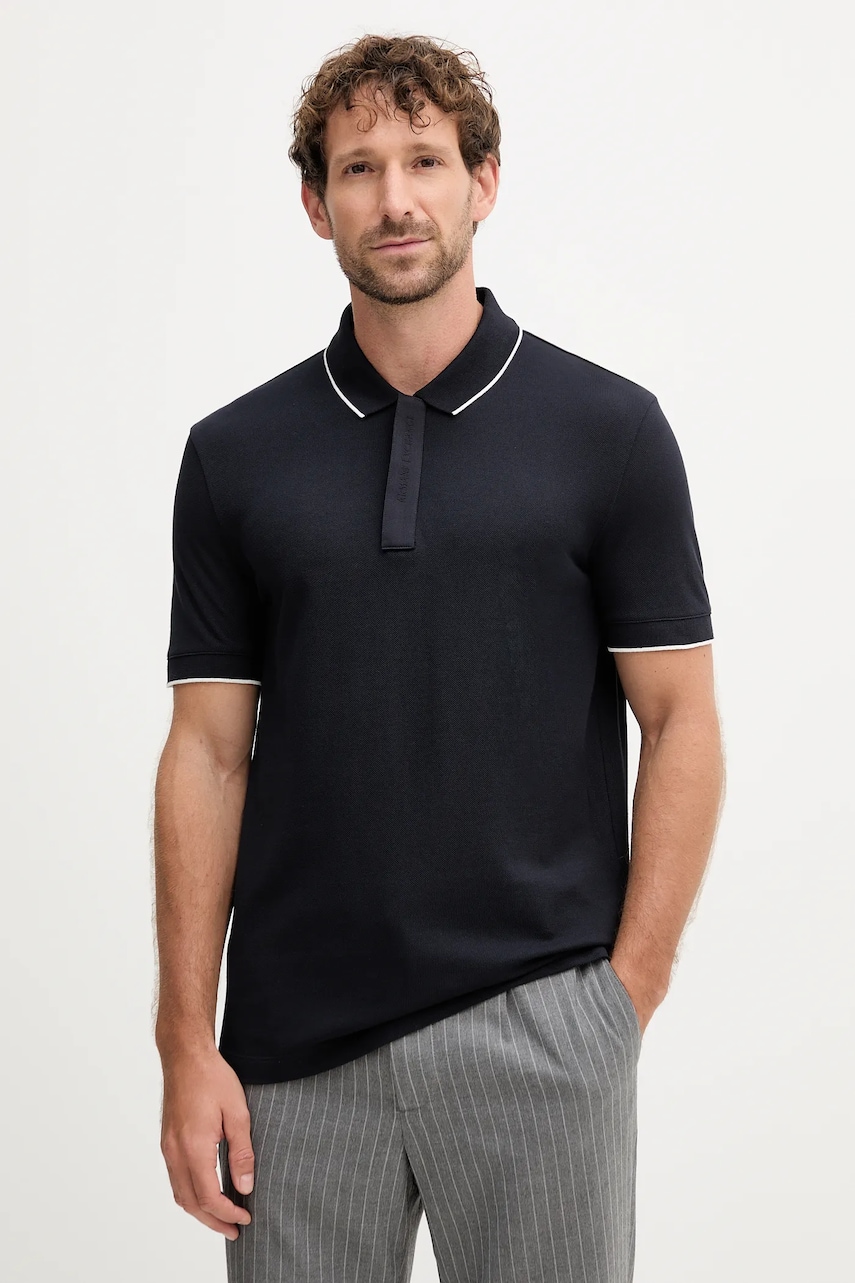Bavlněné polo tričko Armani Exchange pánské, tmavomodrá barva, XM001285 AF10366