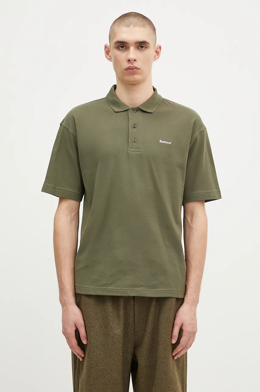 Bavlněné polo tričko Barbour Dunand OS Polo Shirt zelená barva, MML1426
