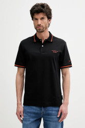 Bavlněné polo tričko BOSS C-Parris 197_PS pánské, černá barva, s aplikací, 50543257