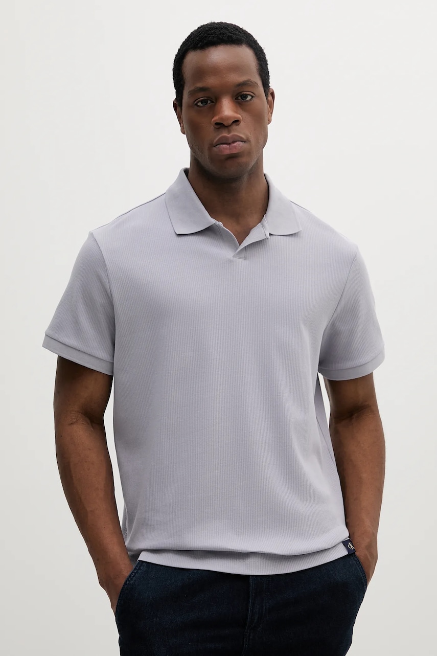 Bavlněné polo tričko Calvin Klein Jeans pánské, fialová barva, LV04RB282G