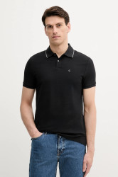 Bavlněné polo tričko Calvin Klein pánské, černá barva, LV04LC239G