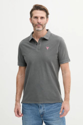 Bavlněné polo tričko Guess pánské, šedá barva, F5GP00 K9WF1