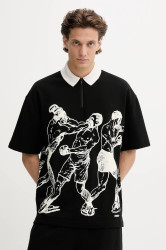Bavlněné polo tričko HUGO Duboxie pánské, černá barva, 50542432