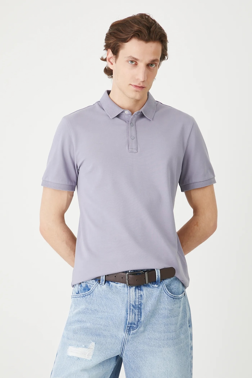 Bavlněné polo tričko Medicine pánské, fialová barva
