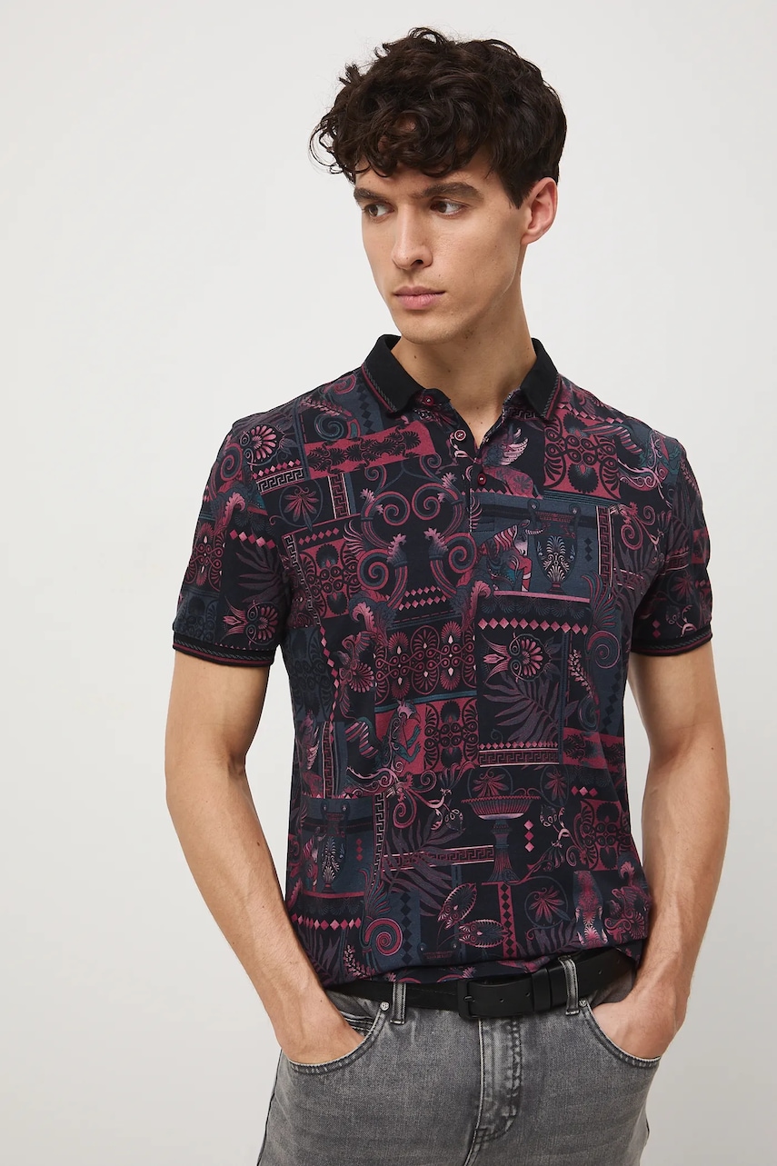 Bavlněné polo tričko Medicine pánské, vínová barva