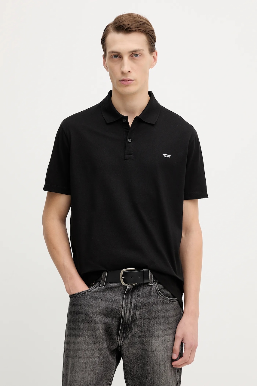 Bavlněné polo tričko Paul&Shark Knitwear černá barva, 99311000