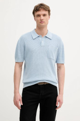 Bavlněné polo tričko Pepe Jeans pánské, modrá barva, PM702536