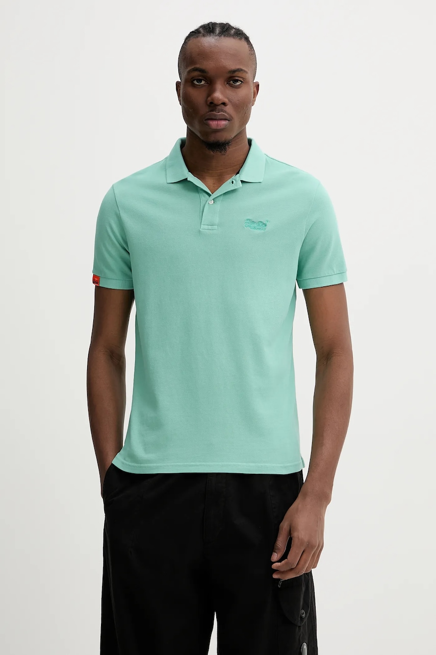 Bavlněné polo tričko Superdry tyrkysová barva, M1110439A-2MD