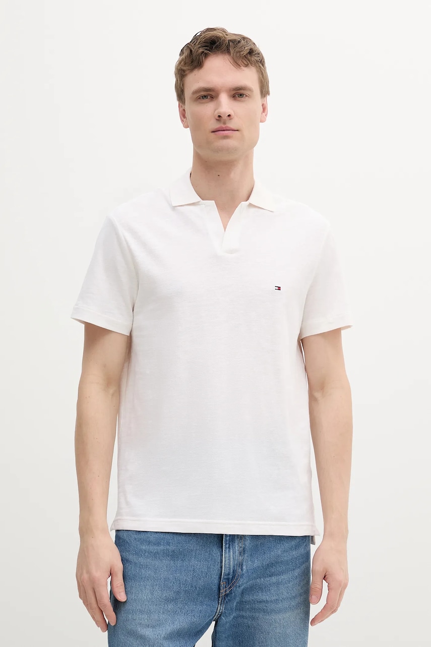 Bavlněné polo tričko Tommy Hilfiger pánské, béžová barva, MW0MW38482