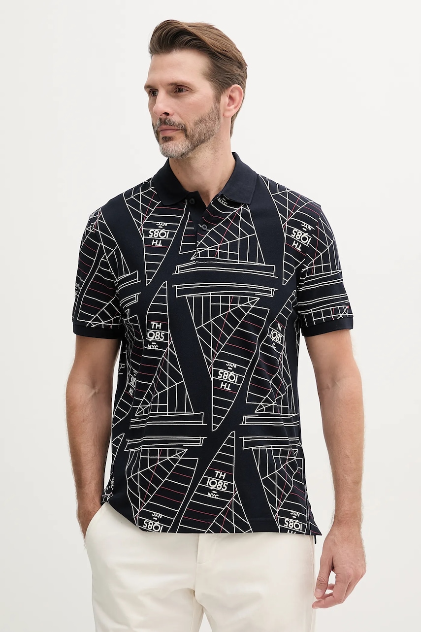 Bavlněné polo tričko Tommy Hilfiger pánské, tmavomodrá barva, MW0MW39309