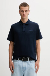Bavlněné polo tričko Tommy Jeans pánské, tmavomodrá barva, DM0DM22415