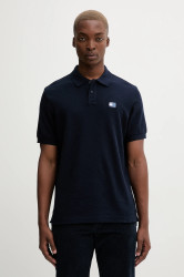 Bavlněné polo tričko Tommy Jeans pánské, tmavomodrá barva, s aplikací, DM0DM22063