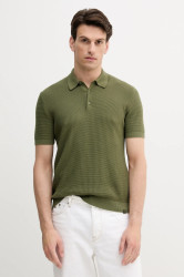 Bavlněné polo tričko United Colors of Benetton pánské, zelená barva, 1198U301H
