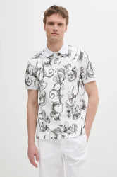 Bavlněné polo tričko Versace Jeans Couture pánské, bílá barva, 78GAG6S0 JS460