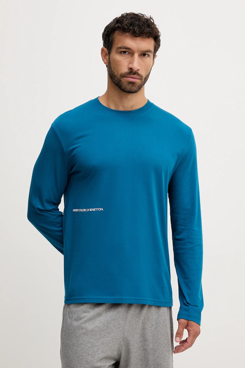 Bavlněné pyžamové tričko s dlouhým rukávem United Colors of Benetton