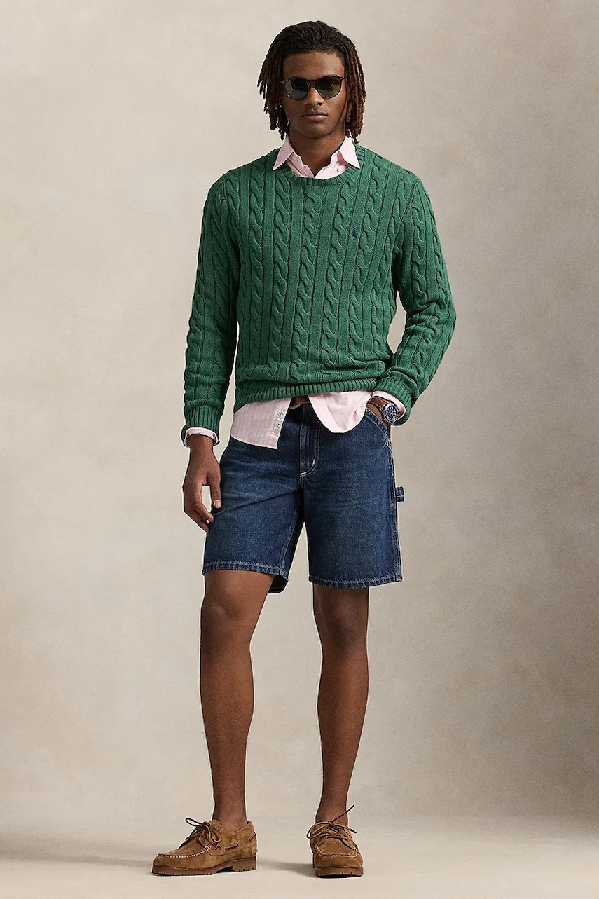 Bavlněné riflové kraťasy Polo Ralph Lauren pánské, bílá barva, 710971777