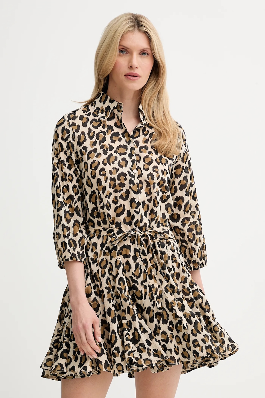 Bavlněné šaty Answear.LAB hnědá barva, mini