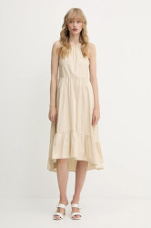 Bavlněné šaty Armani Exchange béžová barva, midi, XW000477 AF12812