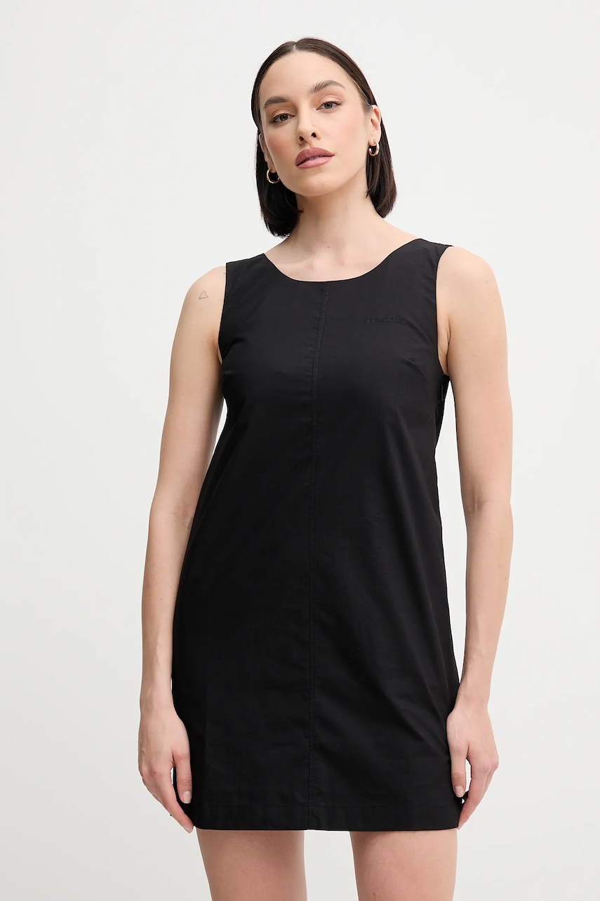 Bavlněné šaty Calvin Klein Jeans černá barva, mini, LV047AB000