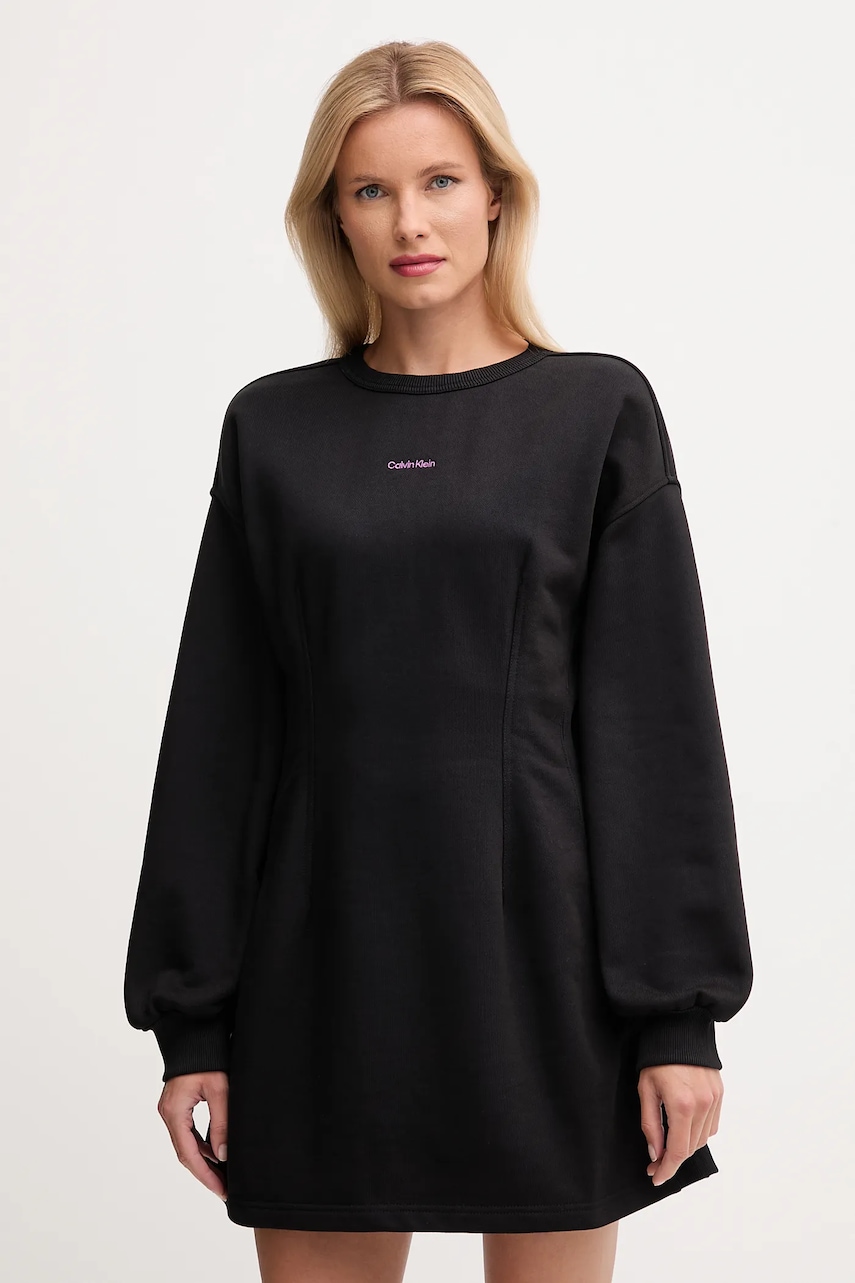 Bavlněné šaty Calvin Klein Jeans černá barva, mini, LV047D227G