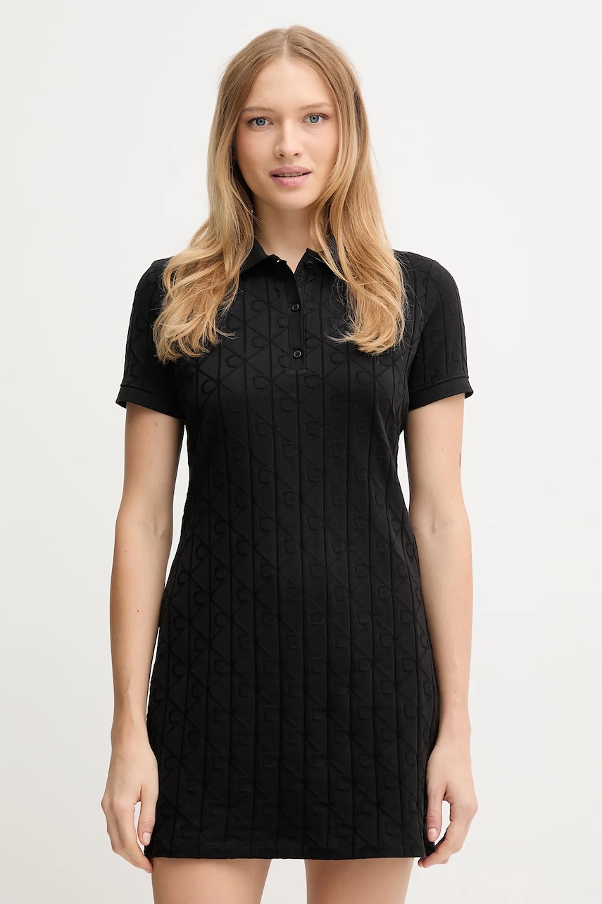 Bavlněné šaty Calvin Klein Jeans černá barva, mini, přiléhavé, LV044D208G