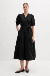 Bavlněné šaty Dkny černá barva, midi, P5DB0B48