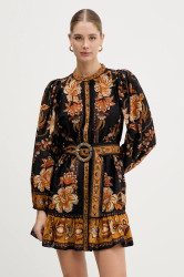 Bavlněné šaty Farm Rio černá barva, mini, 344142