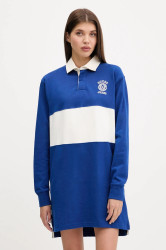 Bavlněné šaty Guess Jeans modrá barva, mini, oversize, W5YK47 KCPS1