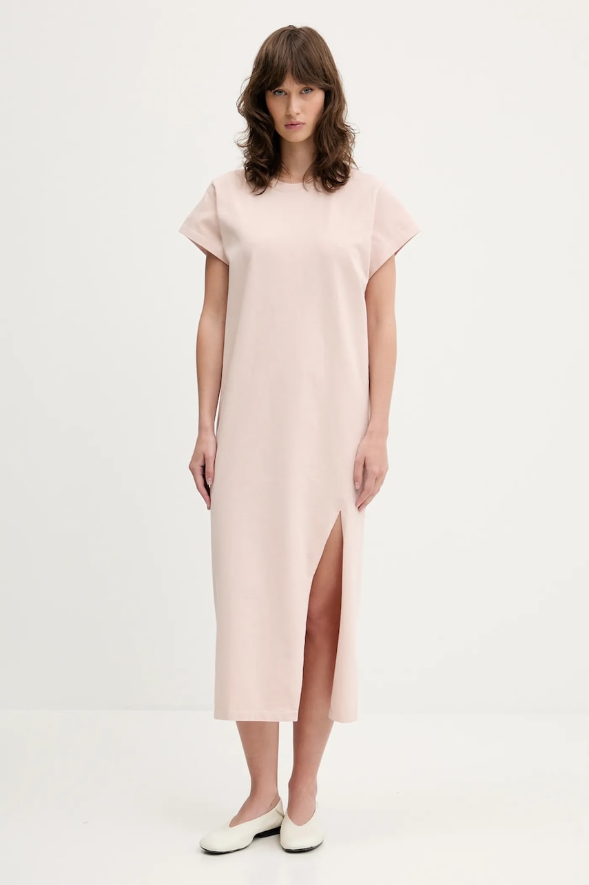 Bavlněné šaty IRO béžová barva, midi, oversize, WM33LITONYA