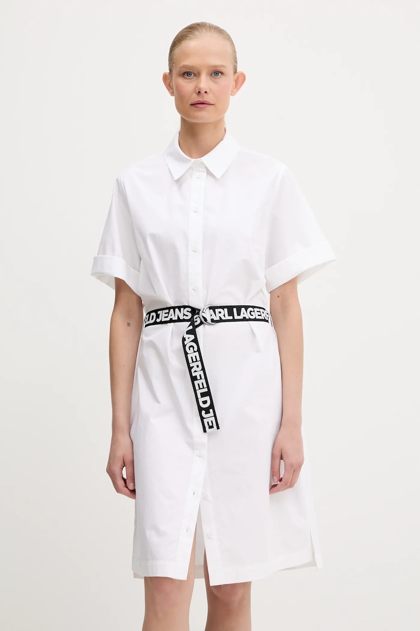 Bavlněné šaty Karl Lagerfeld Jeans bílá barva, mini, A3W13030