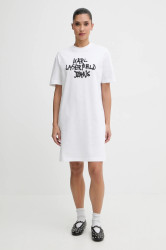 Bavlněné šaty Karl Lagerfeld Jeans bílá barva, mini, oversize, B1W13043