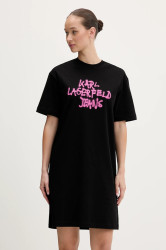 Bavlněné šaty Karl Lagerfeld Jeans černá barva, mini, oversize, B1W13043