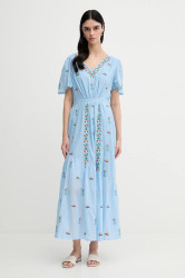 Bavlněné šaty La Petite Française RACHELE modrá barva, maxi, RACHELE