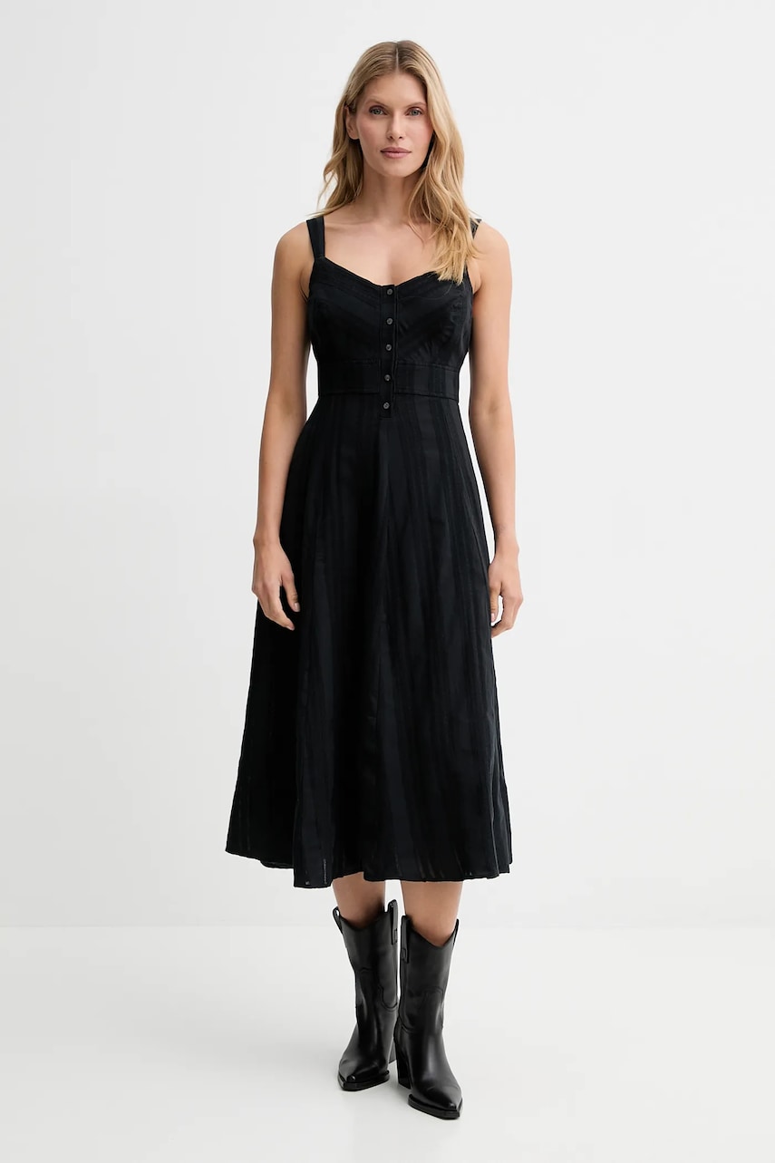 Bavlněné šaty Levi's černá barva, midi, 003PR