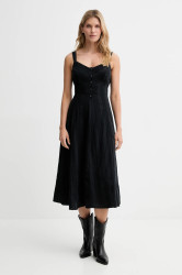 Bavlněné šaty Levi's černá barva, midi, 003PR