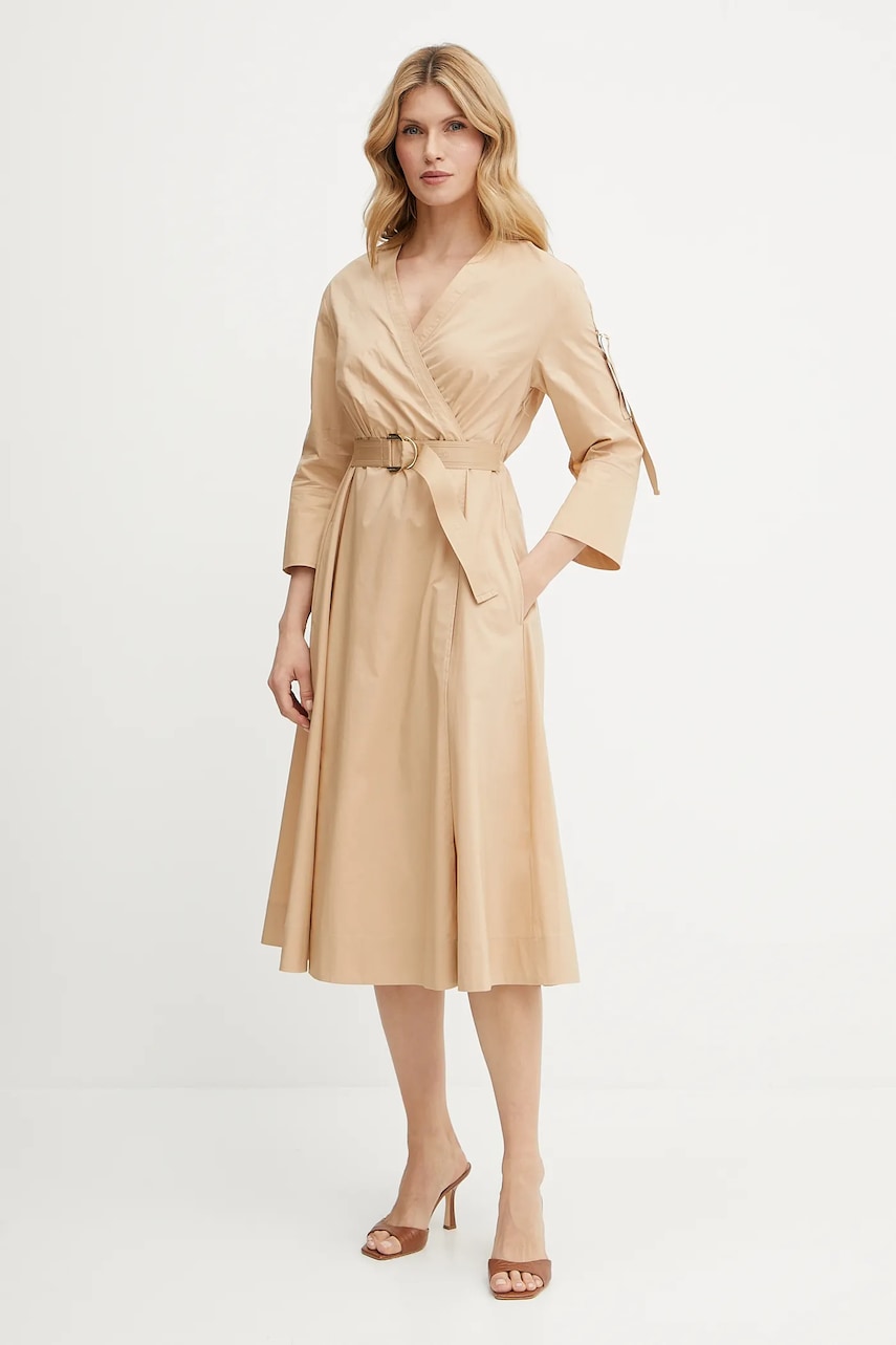 Bavlněné šaty Liu Jo béžová barva, maxi, WA5170.T4390