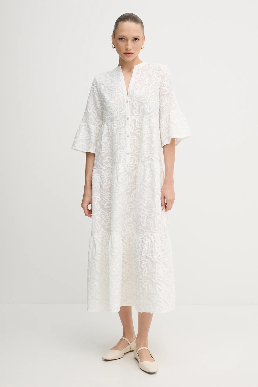 Bavlněné šaty Marc Aurel bílá barva, maxi, 6544-1020-73855