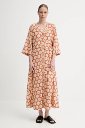 Bavlněné šaty Marc O'Polo hnědá barva, maxi, oversize, 504080921145