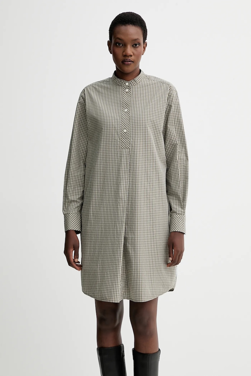 Bavlněné šaty Marc O'Polo zelená barva, mini, oversize, 5000007196