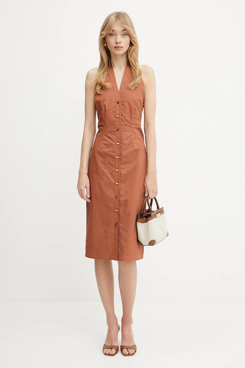 Bavlněné šaty Marciano by Guess PAT hnědá barva, mini, 5GGK43 7315A