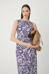 Bavlněné šaty Medicine tmavomodrá barva, midi, přiléhavé