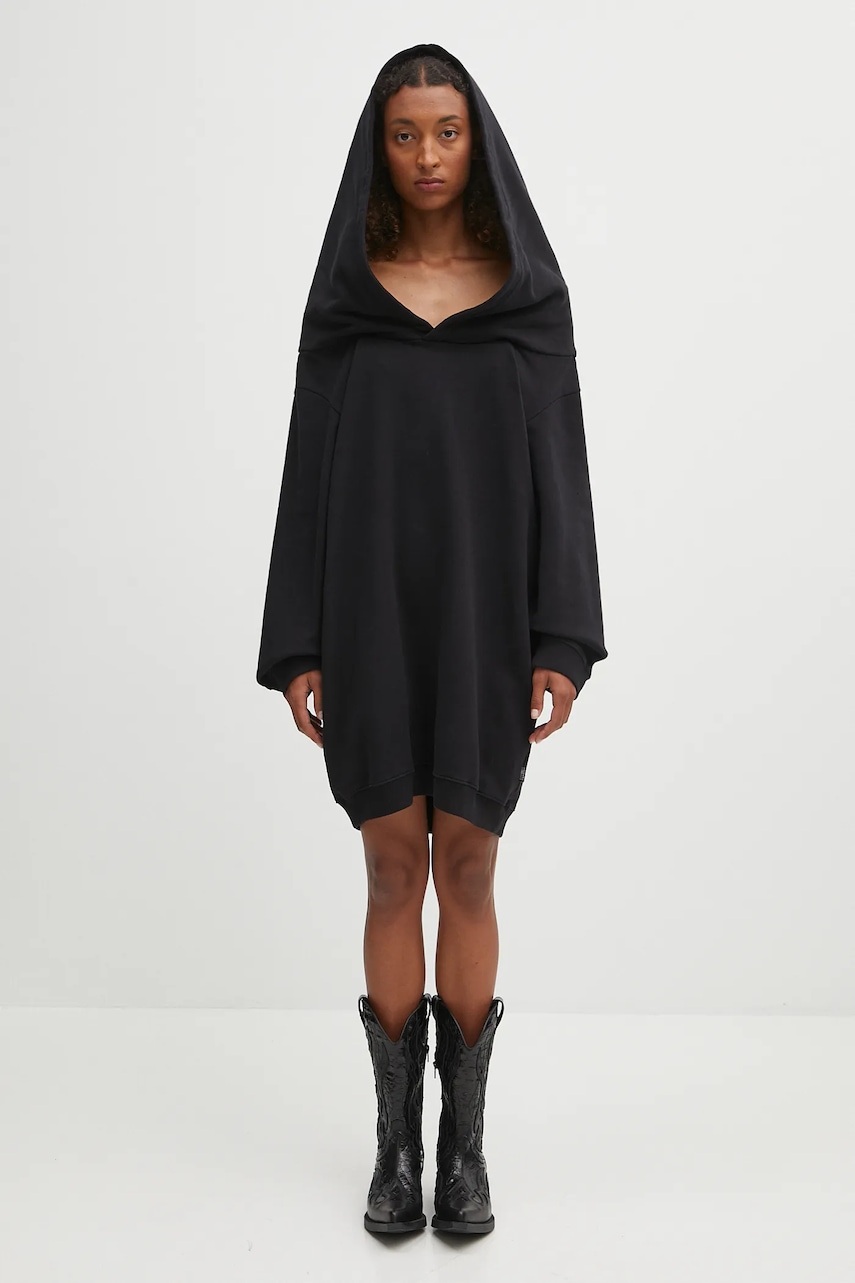 Bavlněné šaty MM6 Maison Margiela černá barva, mini, oversize, S52DD0074.M25014.900