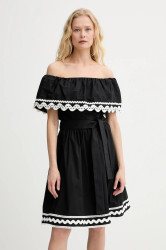 Bavlněné šaty Morgan černá barva, mini, RCAPRI