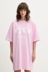 Bavlněné šaty MSGM růžová barva, mini, oversize, 3941MDA510.257798